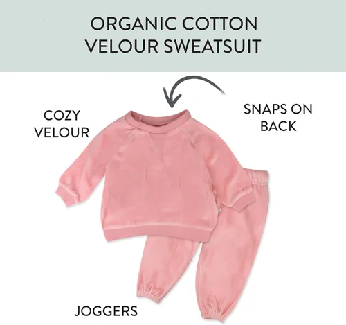 Vista 3 de HONESTBABY Velour Pullover Hoodie and Zip Front Sweatshirt and Jogger Sweatpants Set