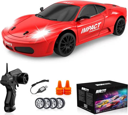 Vista 11 de Coches de Deriva RC, 2.4Ghz 1:24 Coche de Control Remoto 4WD de Alta Velocidad Deriva RC con Luz LED y Neumáticos de Deriva Coches de Juguete