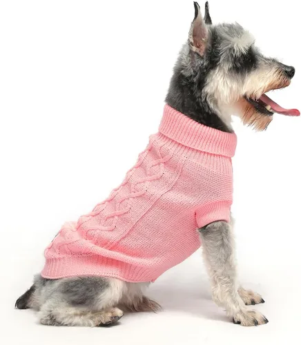 Vista 11 de Suéteres pequeños para perros, ropa de cuello alto de punto suave para clima frío, suéter ligero y cálido para cachorros para chihuahua, yorkie Azul