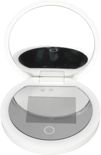 Vista 8 de Espejo compacto de viaje con cámara, espejo portátil de aumento 2X con luces para verificar protector solar, espejo de maquillaje LED, espejo