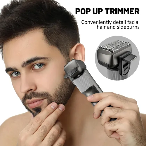 Vista 3 de Afeitadoras de aluminio para hombres, afeitadoras de viaje profesionales, maquinillas de afeitar eléctricas para afeitarse la cara, maquinilla