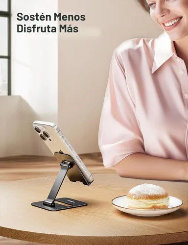 Vista 6 de Nulaxy Paquete de 2 soportes plegables dobles para teléfono celular, soporte de teléfono totalmente ajustable para escritorio, compatible con iPhone