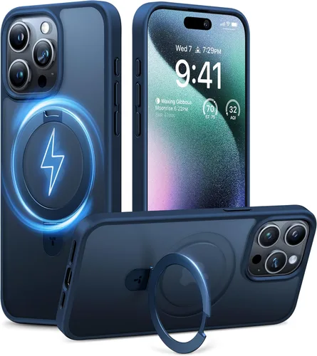 Vista 11 de TORRAS Funda magnética con función atril para iPhone 13/iPhone 14 [compatible con MagSafe], soporte resistente y versátil, grado militar, a prueba