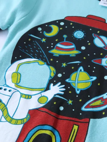 Vista 2 de Vopawetty Pijamas de algodón de 4 piezas para niños, conjunto de pijamas de Navidad y Halloween para niños