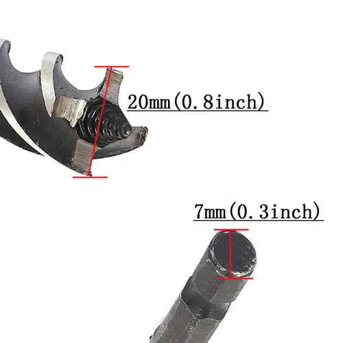 Vista 3 de COMOK Broca de taladro estriado cuádruple de madera para carpintería con vástago de 1/4 pulgadas, 0.787 in de largo, 6.614 in de diámetro