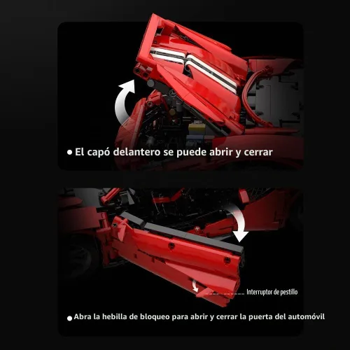 Vista 8 de CaDA Master C61042W Kit de Construcción de Super Coche, Coche de Control Remoto MOC, Juego de Bloques de Coche de Escala Coleccionista RC 1:8