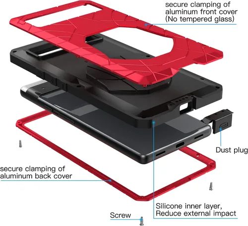 Vista 2 de Feitenn Funda de metal para Pixel 6A 5G, funda protectora resistente para Pixel 6A, funda protectora de silicona dura de silicona resistente a