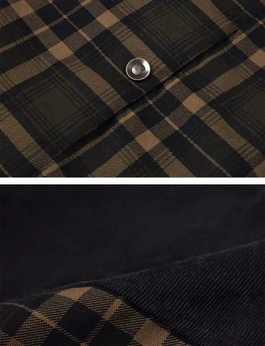Vista 6 de Haellun - Chaqueta tipo camisa de manga larga con forro de sherpa para hombre Verde militar