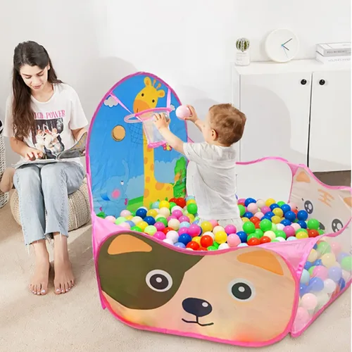 Vista 3 de Piscina de pelotas para niños, tienda de campaña desplegable para niños, piscina de pelotas para niños pequeños, corralito de juegos con aro