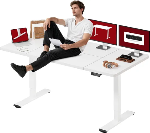 Vista 22 de SANODESK - Escritorio de pie móvil de una pieza con resorte de gas de 32 x 20 pulgadas