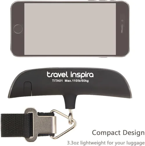 Vista 5 de travel inspira Báscula de equipaje, báscula digital portátil de equipaje para viajes, báscula de peso de maleta con pintura de goma, sensor