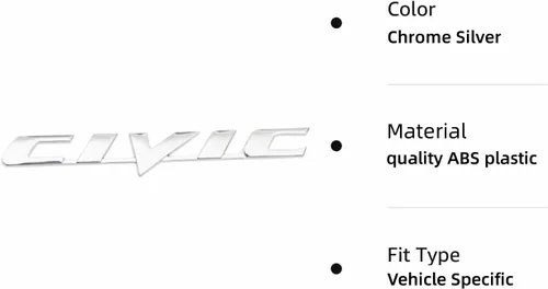 Vista 2 de Emblema de letra trasera 3D para coche de reemplazo para Civic, emblema de calcomanías de logotipo de maletero para coche, modificación de emblema