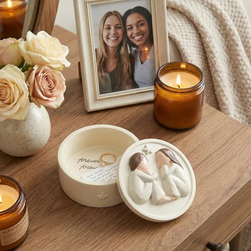 Vista 5 de Forever Friends - Caja de recuerdo de resina para guardar joyas, baratija, caja decorativa de recuerdo de amistad, regalo sentimental para mujeres