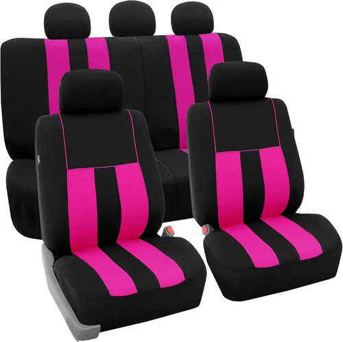 Vista 35 de FH Group Juego completo de fundas de asiento de coche de tres filas a rayas, compatible con bolsas de aire y listas para dividir, ajuste universal
