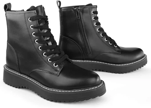 Vista 4 de Hawkwell Botas de combate con cremallera lateral y cordones para mujer