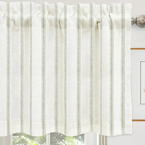 Vista 22 de DriftAway Briony - Cortina opaca con amarre para cocina, ajustable, diseño de globos, líneas texturizadas, estampadas, persianas romanas