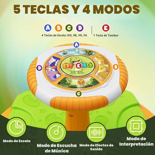 Vista 4 de HYES Juguetes de dinosaurio para sentarse y girar para niños, luces LED