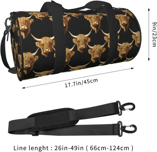 Vista 2 de Large Duffle Bag for Travel - Retro Realistic Cow Print Gym Bag for Women Men, Travel Foldable Bags for Women Men with Zippered Multiple Pockets
