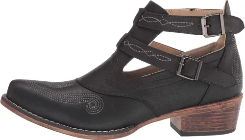 Vista 8 de ROPER Willa Bordado Snip Toe Casual Botas Tobillo Tacón Bajo 1-2" - Marrón