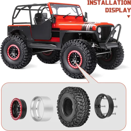 Vista 3 de Neumáticos de 1.9 pulgadas de altura de 4.4 pulgadas/4.409 in, goma suave, gran agarre en rocas, suciedad de barro para Traxxas TRX4 Axial SCX10 II