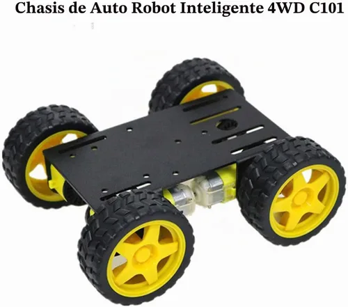 Vista 5 de Profesional 4WD Robot Smart Car Chassis Kit C101 con codificador de velocidad TT Motor, Modelo robótico con ruedas de metal Sciences Experimento