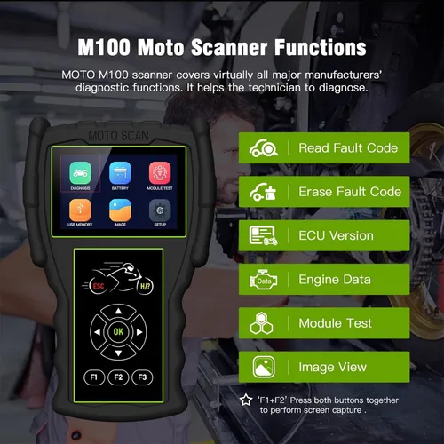 Vista 5 de Herramienta de prueba de diagnóstico del motor del sistema de motocicleta M100 Pro Moto Scanner Lectores de código Herramientas de escaneo Dual