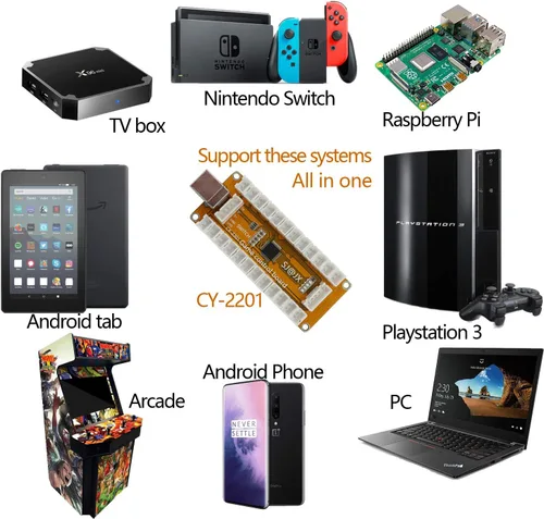 Vista 2 de Arcade Game USB Encoder Zero Delay Gamepad Botón Joystick Controlador para Nintendo Switch PC PS3 Raspberry Pi