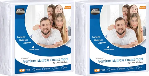 Vista 11 de Utopia Bedding Funda de colchón impermeable de alta calidad, protector de colchón individual con cremallera, 6 pulgadas de profundidad, a prueba