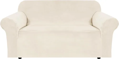 Vista 87 de H.VERSAILTEX Fundas de terciopelo elástico para sofá de dos plazas, fundas para sofá de 2 cojines para sala de estar, fundas deslizables con correas