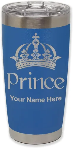Vista 29 de LaserGram Vaso aislado al vacío de 20 onzas, Prince Crown, grabado personalizado incluido (negro)