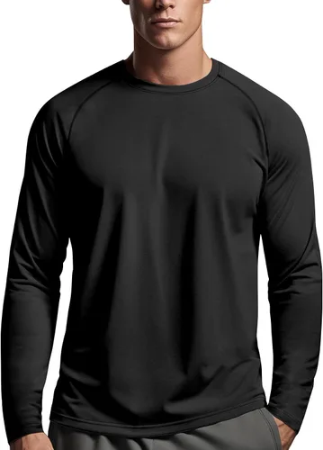 Vista 11 de Zengjo - Camiseta de manga larga para hombre, transpirable, para correr, atlética, deportiva, ligera, con protección solar SPF Canela
