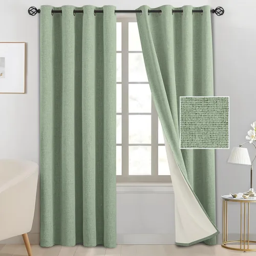Vista 8 de SimpleHome - Cortinas de lino blanco crema para sala de estar, 84 pulgadas, 2 paneles