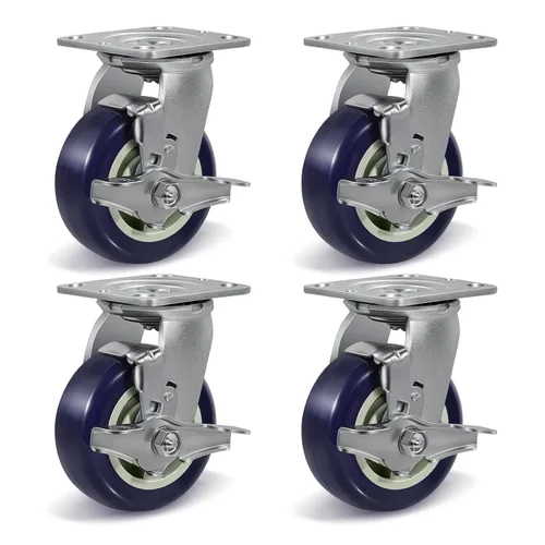 Vista 19 de Ruedas giratorias industriales de 4 x 2 pulgadas, poliuretano en rueda de polipropileno, ampliamente utilizadas para camiones de plataforma U-Boat