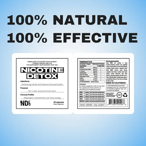 Vista 5 de Potente limpieza desintoxicante de nicotina - N-acetil cisteína (NAC), Ashwagandha, Rhodiola Control de antojos, aumento del estado de ánimo
