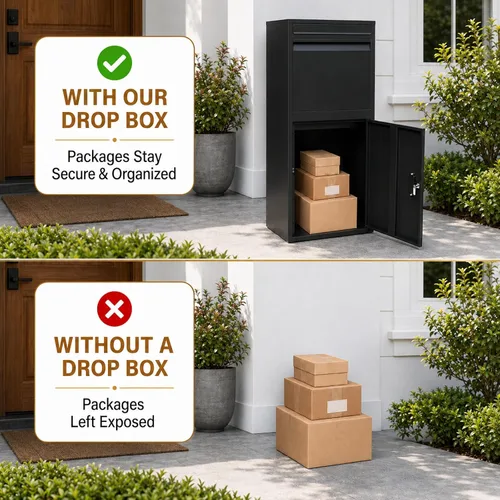 Vista 6 de Package delivery Boxes for Outside,Extra Large Mailbox for Parcel Black