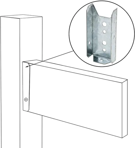 Vista 6 de Soporte de valla 8 paquetes, soportes galvanizados 2x4 para riel de madera, kit de reparación de soporte de valla
