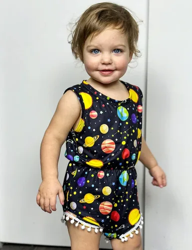 Vista 4 de UNICOMIDEA - Conjunto de diadema y mameluco sin mangas con borlas y estampado floral para niña recién nacida