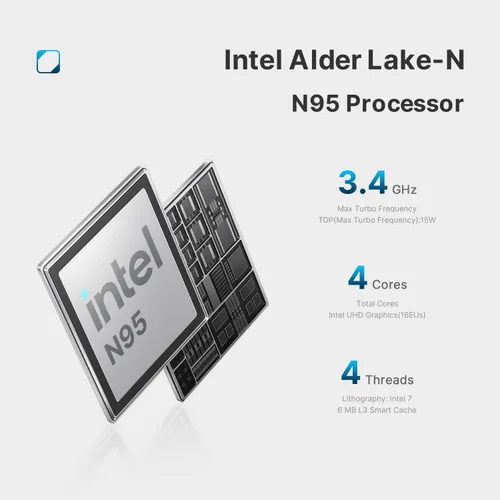Vista 3 de BOSGAME Mini PC B95 Intel Alder Lake N95 de 12ª generación, 8 GB de RAM DDR4, SSD NVMe de 256 GB, computadora de escritorio compacta con triple