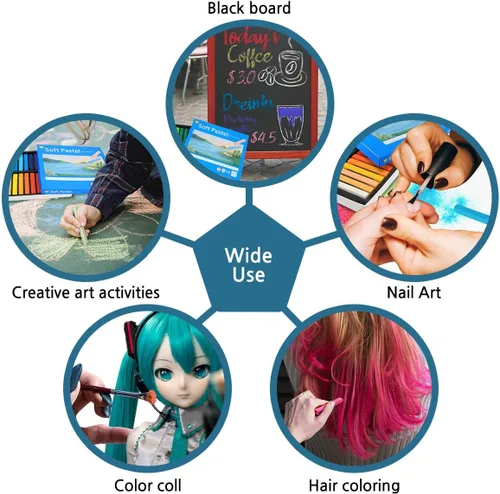 Vista 3 de HA SHI Pasteles de tiza suave, 24 colores surtidos, suministros de arte suave para artistas, medios de dibujo profesionales, pastel para usuarios