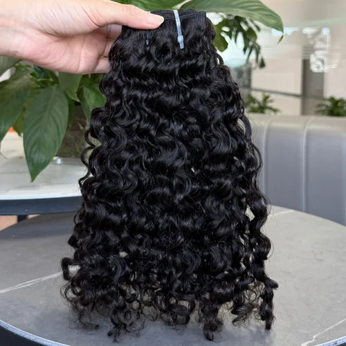 Vista 7 de Paquetes de cabello humano rizado birmano, paquetes de cabello virgen sin procesar, extensiones de cabello humano 16A, cabello humano rizado negro