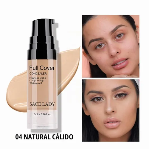 Vista 2 de Kit de maquillaje corrector de cobertura completa impermeable con esponja de imprimación, base líquida mate para cara, ojos y cubierta de cicatrices