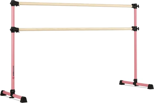 Vista 33 de Barra de ballet portátil independiente doble Vita Barre, Prodigy, de madera Altura ajustable, hecha en EE. UU., equipo de ejercicio para casa