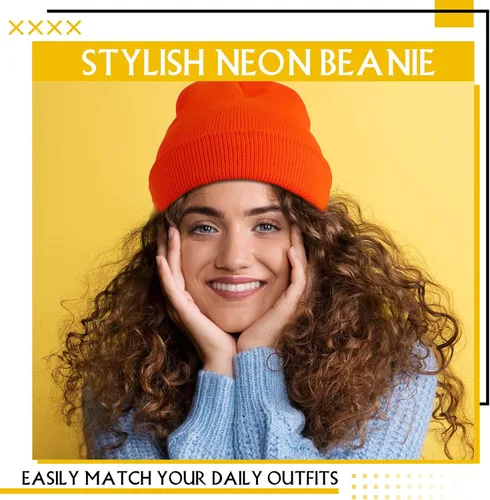 Vista 3 de Gorro de neón para hombre y mujer, unisex, de punto