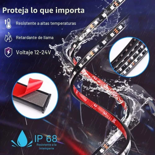Vista 4 de Luces para debajo del auto, kit de tira de luces Bluetooth Dream Color Chasing, 6 luces exteriores impermeables con control de aplicación, 12 V 300