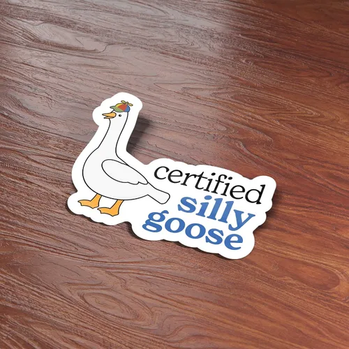 Vista 6 de Calcomanía certificada de ganso tonto para botella de agua, divertida calcomanía de meme, linda calcomanía de sombrero de hélice para vasos, regalos