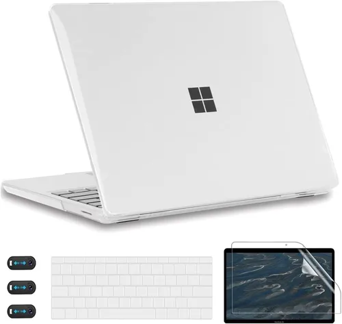 Vista 8 de CISSOOK Crystal Black - Funda para laptop Microsoft Surface de 12.4 pulgadas, carcasa rígida de plástico negra con cubierta de teclado para laptop