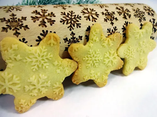 Vista 12 de Rodillo en relieve para galletas de Navidad, pan de jengibre, shortbread (Ángeles de Navidad)