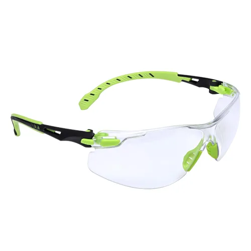 Vista 7 de Paquete de gafas de seguridad 3M, S1101SGAF, ANSI Z87, lente transparente antivaho Scotchgard, marco azul/negro de perfil bajo + tapones