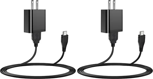 Vista 10 de Cable de carga de pared micro USB de 5 V, adaptador de alimentación de CA a CC con cable de alimentación de 9.8 ft de 10 pies para cámara