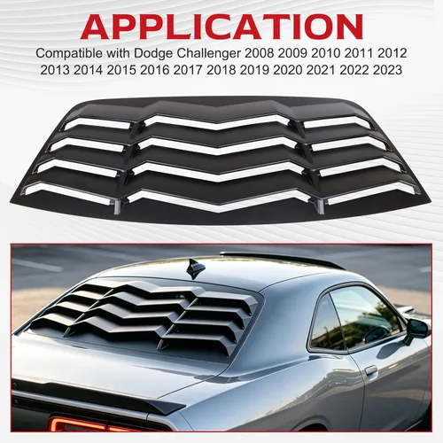 Vista 2 de persiana para ventana trasera, cubierta protectora para parabrisas trasero compatible con Dodge Challenger 2008-2022 2023 en estilo GT Lambo